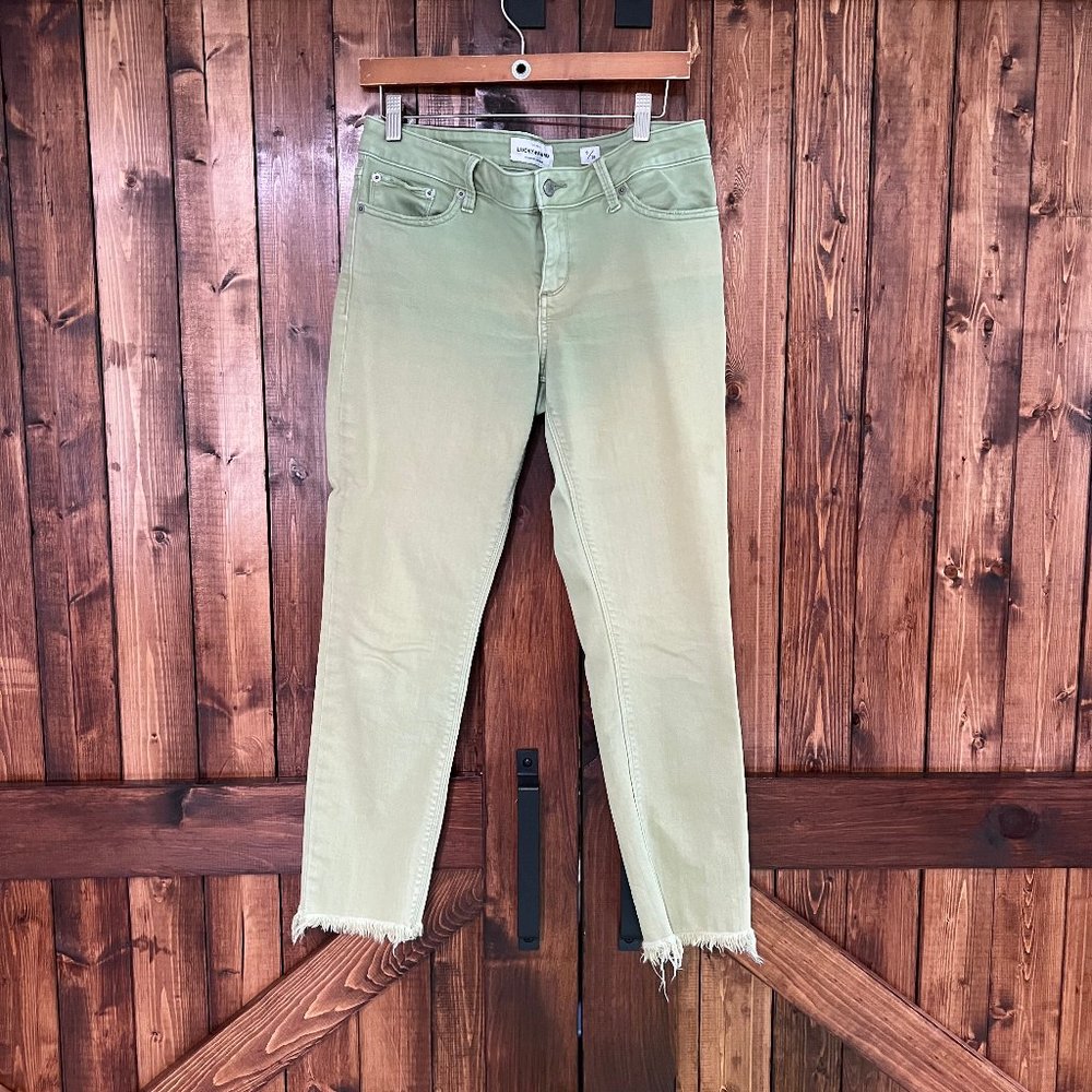 Lucky Brand Lolita Crop Jeans - Frey Hem - Skinny - Ombre Green - Size 6/28